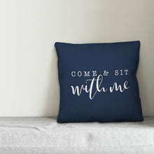 Load image into Gallery viewer, Navy Lucchesi Come and Sit with Me Indoor/Outdoor Throw Pillow MR39
