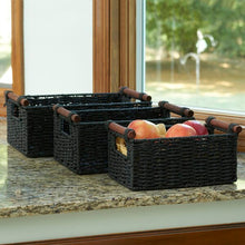Load image into Gallery viewer, Black Paper Rope 3 Piece Basket Set of 6(2379RR-2boxes)
