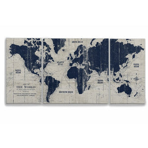 'Old World Map' Graphic Art Multi Piece Image 24" H x 48" W x 1.5" D (LW224)