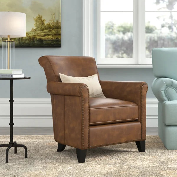 Pesotum 32'' Wide Genuine Leather Top Grain Leather Club Chair