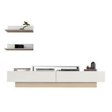 Load image into Gallery viewer, Pritts TV Stand for TVs up to 78" White/Gray Wash 983CDR