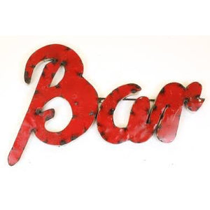 "Bar" Recycled Metal Sign, Red, Small