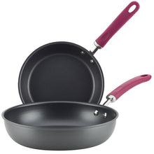 Load image into Gallery viewer, Gray/Burgundy Rachael Ray Create Delicious 2-Piece Non-Stick Skillet Set (SB207)