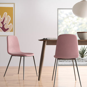Ravi Upholstered Dining Chair (Set of 6) Blush Pink/Black Legs