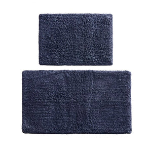 (2) Slip Free Solid Tufted Bathroom Rug Sets in Blue #9454