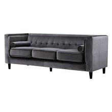 Load image into Gallery viewer, 84" Gray Velvet Tuxedo Arm Sofa (460MM)