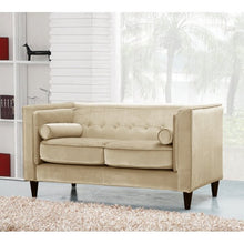 Load image into Gallery viewer, Roberta Velvet Chesterfield 62" Square Arm Loveseat Beige