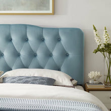 Load image into Gallery viewer, Twin Light Blue Roundtree Upholstered Panel Headboard (SB1310)