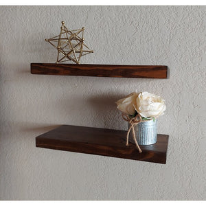 1.5" H x 18" W x 7" D Russo Pine Solid Wood Floating Shelf (Set of 2)