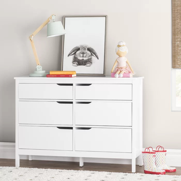 White Savain 46.5'' Wide 6 - Drawer Double Dresser  Salvage & Co Fishers