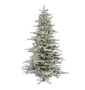 10-ft Pre-lit Traditional Flocked White Artificial Christmas Tree 1450 Constant White Warm White LED Lights