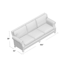 Load image into Gallery viewer, Solerno 100'' Genuine Leather Rolled Arm Sofa 7321RR