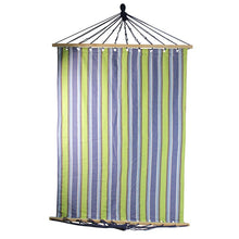 Load image into Gallery viewer, 1&quot; H x 58.75&quot; W x 76&quot; D Blue/Green Striped Double Tree Hammock MRM3178
