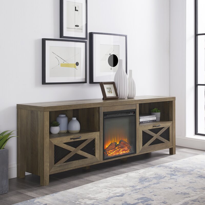 Tansey TV Stand for TVs up to 85" with Fireplace Included Salvage