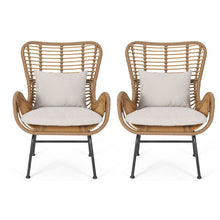 Load image into Gallery viewer, Tarnowski Wicker Patio Chair with Cushions (Set of 2)Light Brown #2176HW