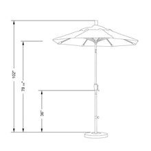 Load image into Gallery viewer, 6 ft. Bronze Aluminum Pole Market Aluminum Ribs Push Tilt Crank Lift Patio Umbrella in Pacific Blue Sunbrella, #6317
