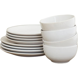 (12) Piece Ceramic Dining Ware Set in White #9448