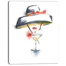 Load image into Gallery viewer, &#39;Woman with Hat and Cocktail&#39; Oil Painting Print on Canvas 5131RR
