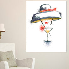 Load image into Gallery viewer, &#39;Woman with Hat and Cocktail&#39; Oil Painting Print on Canvas 5131RR
