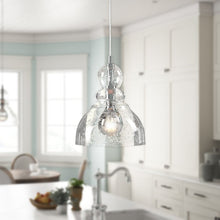 Load image into Gallery viewer, Yarger 1 - Light Single Dome Pendant Brushed Nickel Finish With Clear Seeded Glass #905HW