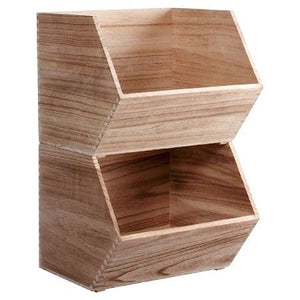 (3) Stackable Wooden Storage Bins #9453