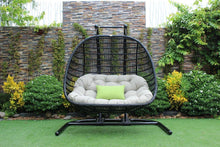 Load image into Gallery viewer, VIG Renava San Juan Outdoor Outdoor Swing Chair in Beige, Black, Waterproof Fabric AS-IS 6180RR-0B