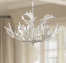 Load image into Gallery viewer, Birch 6-Light White Antler Chandelier (SB87)