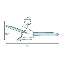 Load image into Gallery viewer, 52" Luray 3 - Blade LED Propeller Ceiling Fan with Remote Control and Light Kit 3548RR