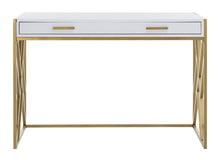 Load image into Gallery viewer, Elaine Desk 2 Drawer White/Gold (2355RR)