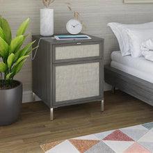 Load image into Gallery viewer, 1-Drawer Crete Oak Nightstand with 2-USB Charging Ports
