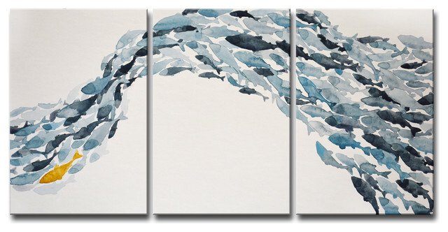 'Goldfish' By Norman Wyatt Jr. 3-Piece Wrapped Canvas Art Set