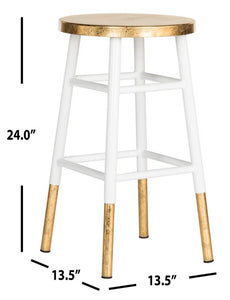 Emery 24 in. Dipped Gold Leaf Counter Stool in White Set of 2 #1332HW - 2 Separate Boxes