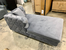 Load image into Gallery viewer, Grey Velvet Chaise Sectional Piece AS IS