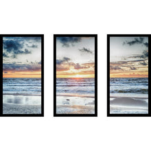 Load image into Gallery viewer, 'Sunset at the Stormy Sea' 3 Piece Framed Photographic Print Set #422HW