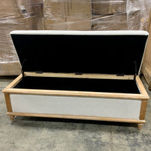 Load image into Gallery viewer, Raw White Pennie Upholstered Flip Top Storage Bench