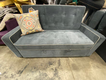 Load image into Gallery viewer, Evan Microfiber/Microsuede 66.5" Square Arm Sleeper Gray AS IS