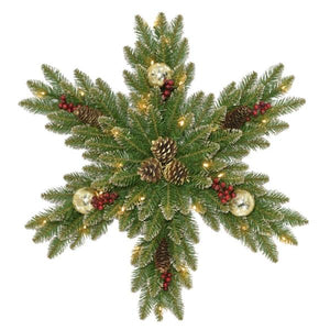 32 in. Glittery Gold Dunhill Fir Snowflake with Battery Operated LED Lights (SB1503)