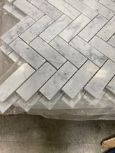 Load image into Gallery viewer, 1" x 3" Marble Herringbone Mosaic Wall & Floor Tiles Carrara White(2771RR-10 boxes)