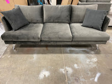 Load image into Gallery viewer, Norah 84" Wide Velvet Recessed Arms Sofa Dark Gray