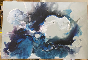 Abstract Watercolor Painting Print on Canvas 24” x 36”(1653RR)