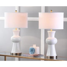 Load image into Gallery viewer, Lola 30-in White Fluorescent Rotary Socket Table Lamp with Fabric Shade - Set of 2 (SB772)(2 BOXES)