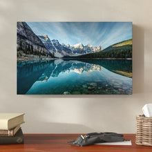 Load image into Gallery viewer, &#39;Moraine Lake Reflection&#39; Photographic Print on Wrapped Canvas in Blue #379HW
