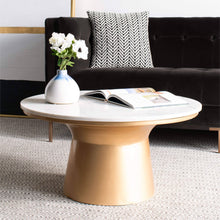 Load image into Gallery viewer, Mila Pedestal Coffee Table White Marble/Brass AS IS 3121RR