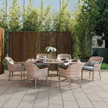 Load image into Gallery viewer, Peiffer 7 Piece Dining Set with Cushions Tan/Light Blue(620)