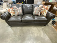 Load image into Gallery viewer, Stegall Genuine Leather 89" Rolled Arm Sofa Dark Gray