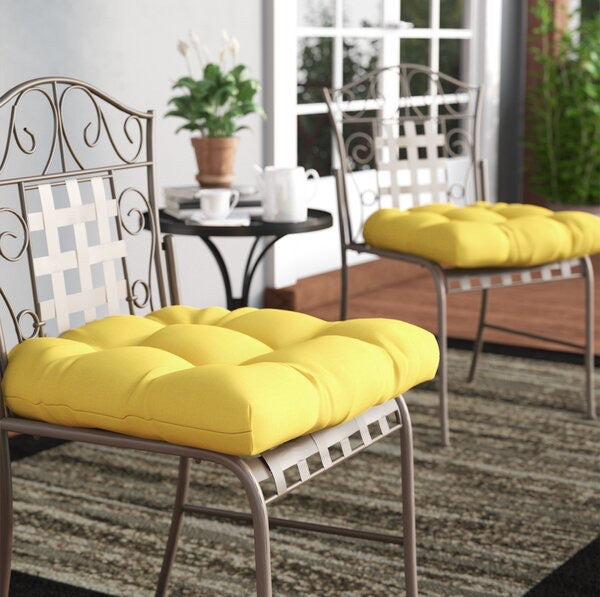 Claiborne Indoor/Outdoor Dining Chair Cushion Set of 4-Yellow #311-NT (2 bags!)