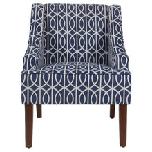 Load image into Gallery viewer, Finley Swoop Arm Accent Chair Blue Trellis Print(1431)