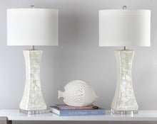 Load image into Gallery viewer, Shelley 30 in. White Concave Table Lamp with Off-White Shade (Set of 2) #502HW