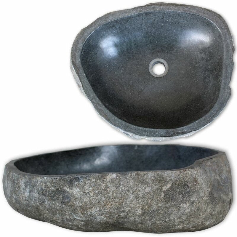 Stone Oval Vessel Bathroom Sink Gray - 378CE