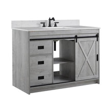 Load image into Gallery viewer, Rafter 48 in. W x 22 in. D Bath Vanity in White Wash with Engineered Stone Vanity Top in Carrara White with White Basin 5352RR